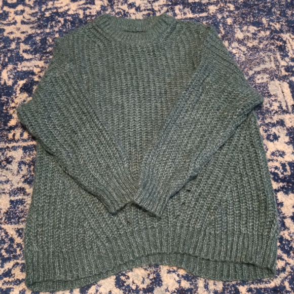 AMERICAN EAGLE Emerald Green Slouchy Crew Neck Sweater Size M - Picture 2 of 6